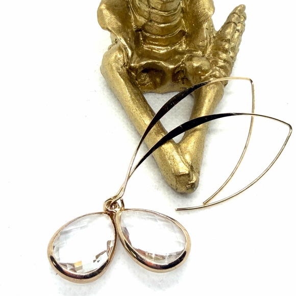 Jewelry - Gold Teardrop Crystal Drop Earrings - Women Accessories